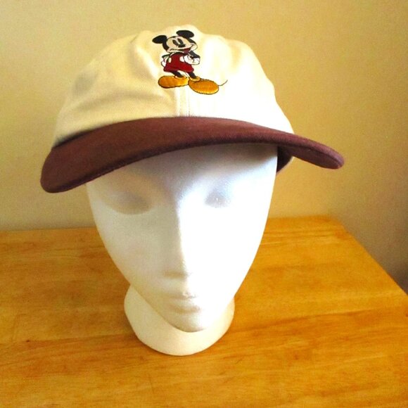 Disney Store Mickey Mouse Unisex Baseball Cap/Hat, Beige, Brown Brim, Adjustable - Picture 2 of 13